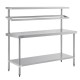 Vogue RVS werktafel met wandplanken groot - Zilver