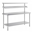 Vogue RVS werktafel met wandplanken groot - Zilver