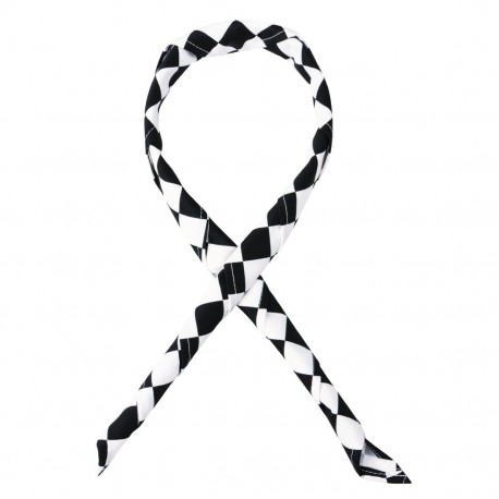 Whites halsdoek zwart-wit geruit – Polykatoen hoofddeksel voor de horeca