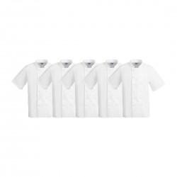 Whites Boston Unisex Koksbuis Wit M – Set van 5 (Katoen & Gerecycled Polyester)