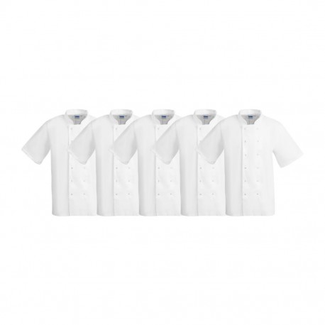 Whites Boston Unisex Koksbuis Wit M – Set van 5 (Katoen & Gerecycled Polyester)