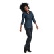 Chaud Devant Blue Denim Stretch dames blouse met 3kwart mouw - Maat XS