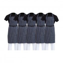 Whites Butchers gestreepte halterschort blauw/wit – set van 5 | Whites Chefs Clothing