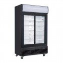 Polar G-Series Verticale Display Koeling met Schuifdeuren en Lichtbak 950L - Zwart