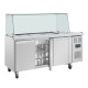 Polar U-serie Driedeurs Saladette met Vierkant Kuchscherm – RVS Koelwerkbank
