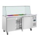 Polar U-serie Driedeurs Saladette met Vierkant Kuchscherm – RVS Koelwerkbank