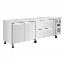Polar U-serie Premium Koelwerkbank RVS – 2 Deuren, 4 Lades, 476L