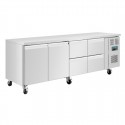 Polar U-serie Premium Koelwerkbank RVS – 2 Deuren, 4 Lades, 476L