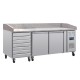 Polar U-serie Dubbele Deur Pizzacounter met Granieten Blad en Deegladen 290L