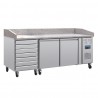 Polar U-serie Dubbele Deur Pizzacounter met Granieten Blad en Deegladen 290L