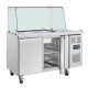 Polar U-serie Tweedeurs Saladette met Vierkant Kuchscherm - RVS Werkbank Zilver