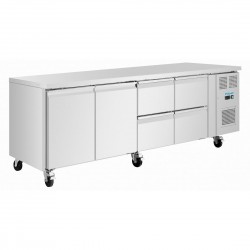 Polar U-serie RVS koelwerkbank met 4 lades & 2 deuren – 284L