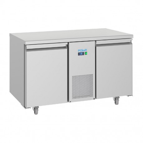 Polar U-serie energiezuinige 2-deurs werkbank koelkast 281L RVS Grijs