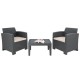 Bolero PP Fauteuil en Tafel Rieten Set Grijs – Kunststof Stoelen