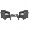 Bolero PP Fauteuil en Tafel Rieten Set Grijs – Kunststof Stoelen