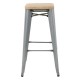 Bolero Bistro barkrukken met houten zitting, gegalvaniseerd staal (set van 4)