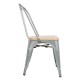 Bolero Bistro gegalvaniseerde stalen stoelen met houten zitting - set van 4