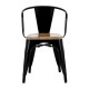 Bolero Bistro Curve Armstoelen met Houten Zitting Zwart (4 stuks)