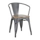 Bolero Bistro Curve armstoelen met houten zitting, donkergrijs (set van 4 stuks)