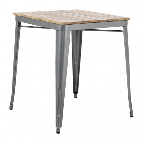 Bolero Bistro Eettafel met Lattenblad van Mangohout en Donkergrijze Poot 650mm