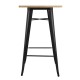 Bolero Bistro bartafel met houten blad zwart - staal & essenhout