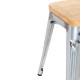Bolero Bistro lage krukken met essenhouten zitting en gegalvaniseerd staal (set van 4)