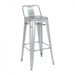 Bolero Bistro Hoge Kruk Van Staal Met Rugleuning – Set Van 4 – Zilver