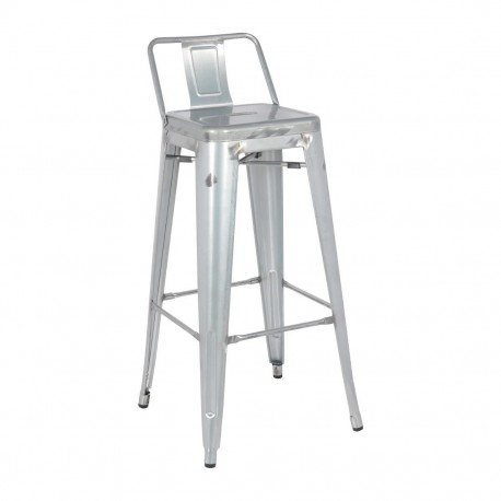 Bolero Bistro Hoge Kruk Van Staal Met Rugleuning – Set Van 4 – Zilver