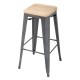 Bolero Bistro hoge barkrukken met houten zitting - gun metal - set van 4