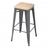 Bolero Bistro hoge barkrukken met houten zitting - gun metal - set van 4