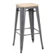 Bolero Bistro hoge barkrukken met houten zitting - gun metal - set van 4