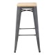 Bolero Bistro hoge barkrukken met houten zitting - gun metal - set van 4