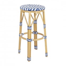 Bolero Parijse Stijl PE Rattan Barkrukken Blauw - Set van 2