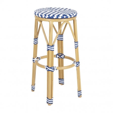 Bolero Parijse Stijl PE Rattan Barkrukken Blauw - Set van 2