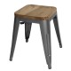 Bolero Bistro lage barkrukken met houten zitting, gunmetal - set van 4