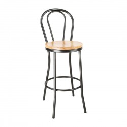 Bolero Clarisse hoge barkruk metallic grijs – rubberwood, 1 stuks
