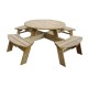 Rowlinson ronde houten picknicktafel 200 cm - bruin