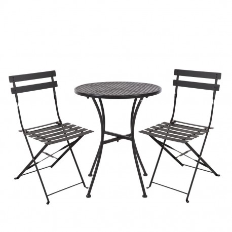 Bolero stalen tuinset zwart – tafel met twee stoelen