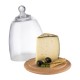 APS serveerplank met glazen cloche 185mm – houten presenteerplank met heldere stolp