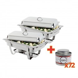 Olympia Milan Chafing Dish Voordeelset x2 met Vloeibare Brandpasta x72