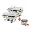Olympia Milan Chafing Dish Voordeelset x2 met Vloeibare Brandpasta x72