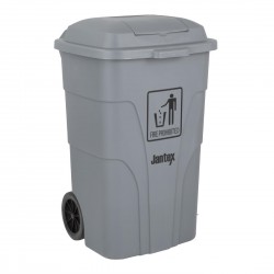 Jantex 120L afvalcontainer met voetpedaal - grijs polypropyleen