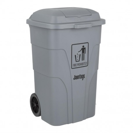 Jantex 120L afvalcontainer met voetpedaal - grijs polypropyleen