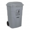 Jantex 120L afvalcontainer met voetpedaal - grijs polypropyleen
