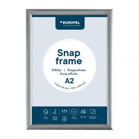 Europel Klaplijst A2 25mm Zilver – DTM Primera Display Sign van Geanodiseerd Aluminium