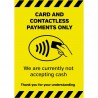 Vinylsticker A4 'Alleen contactloos of met pas betalen' - Geel
