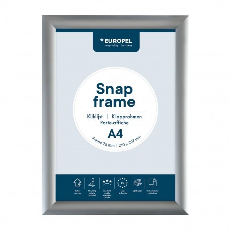 Europel Clicklijst A4 25mm Zilver – Display Sign van Geanodiseerd Aluminium