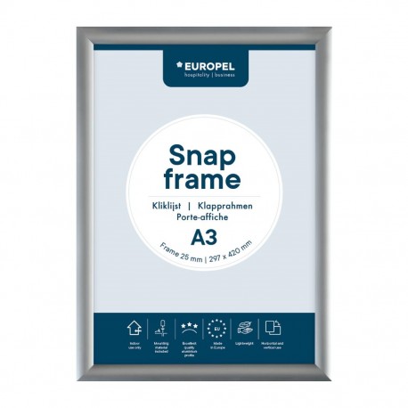 Europel Kliklijst A3 25mm Zilver – DTM Primera Display Sign