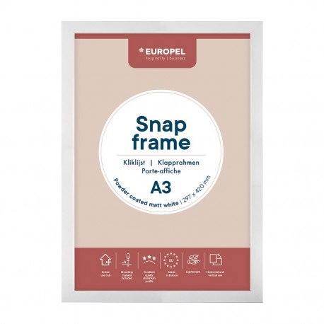 Europel Snap Frame A3 25mm Mat Wit – Kliklijst DTM Primera