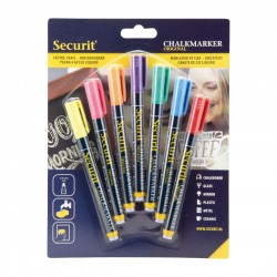 Securit Liquid krijtstift 1-2mm - set van 7 kleuren voor krijtborden